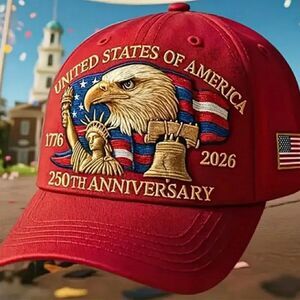 Embroidered USA 250th Anniversary 1776-2026 Commemorative Baseball Cap Hat